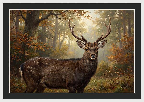 Sika Deer In Autumn Forest