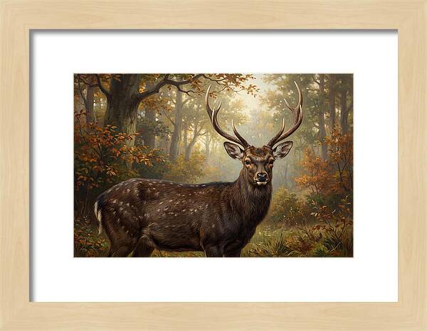 Sika Deer In Autumn Forest