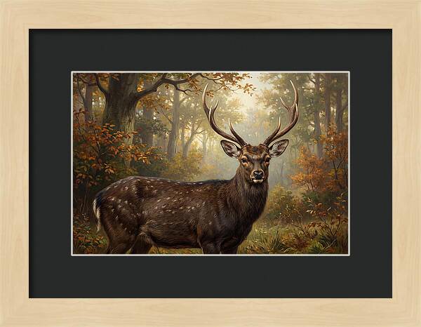 Sika Deer In Autumn Forest