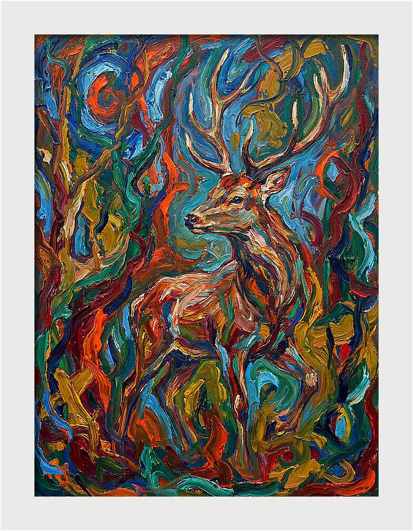Sika Deer In Expressionist Colors