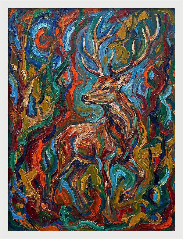 Sika Deer In Expressionist Colors