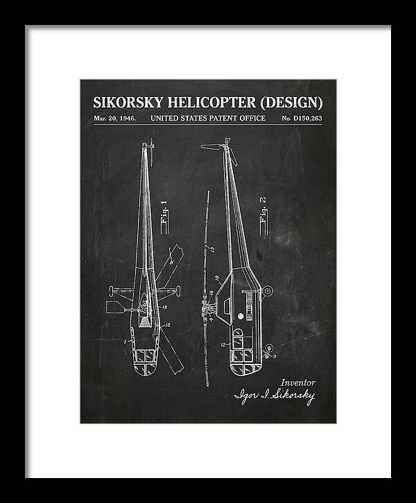 Sikorsky Helicopter Design Chalkboard Patent Usd150263
