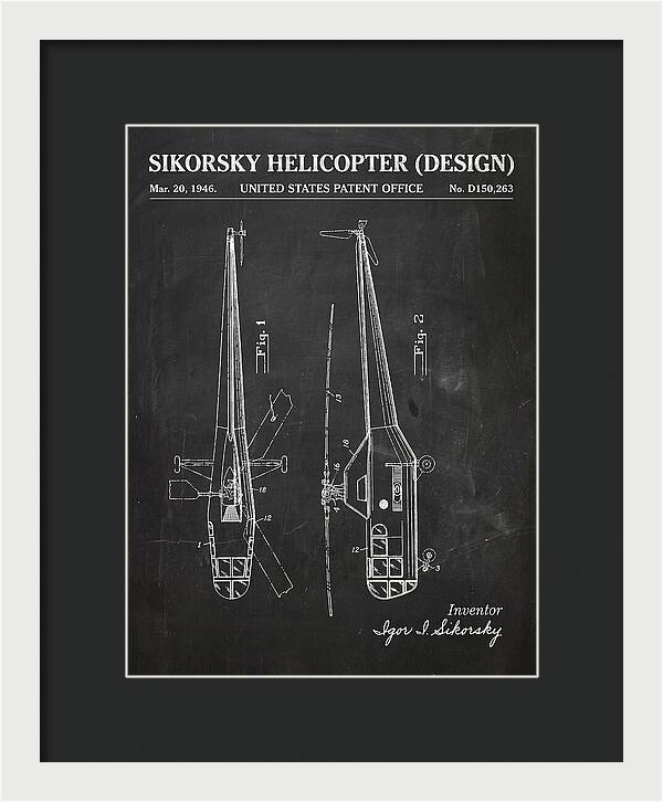 Sikorsky Helicopter Design Chalkboard Patent Usd150263