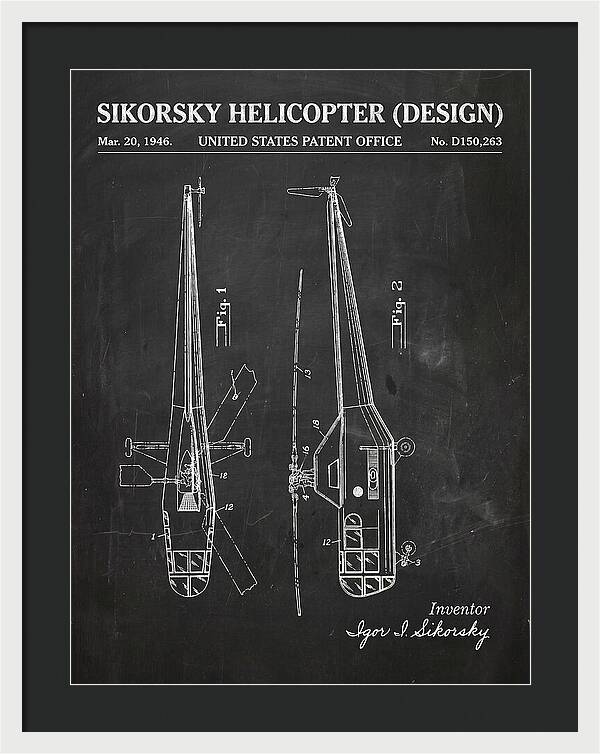 Sikorsky Helicopter Design Chalkboard Patent Usd150263