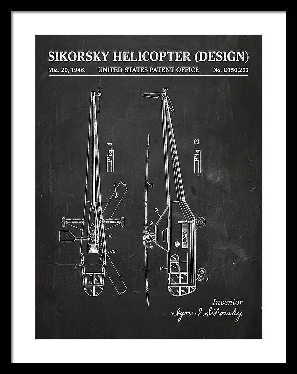 Sikorsky Helicopter Design Chalkboard Patent Usd150263