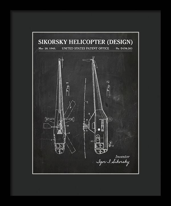 Sikorsky Helicopter Design Chalkboard Patent Usd150263