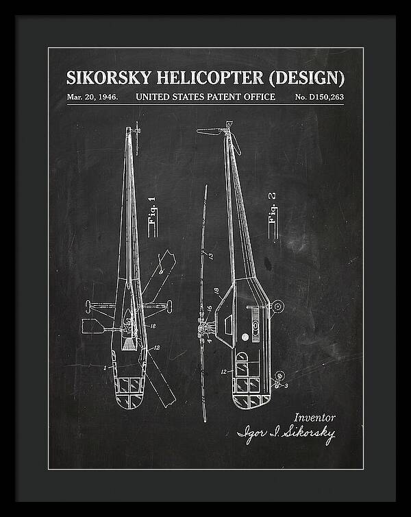Sikorsky Helicopter Design Chalkboard Patent Usd150263