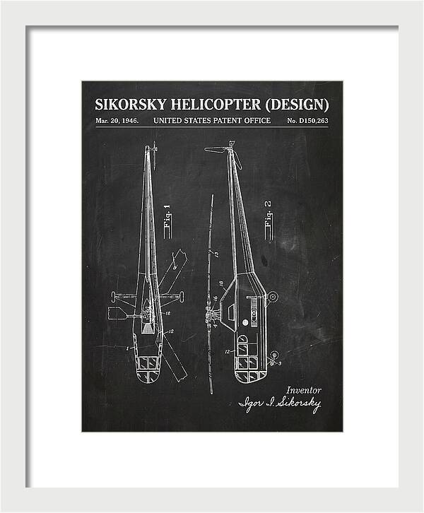 Sikorsky Helicopter Design Chalkboard Patent Usd150263