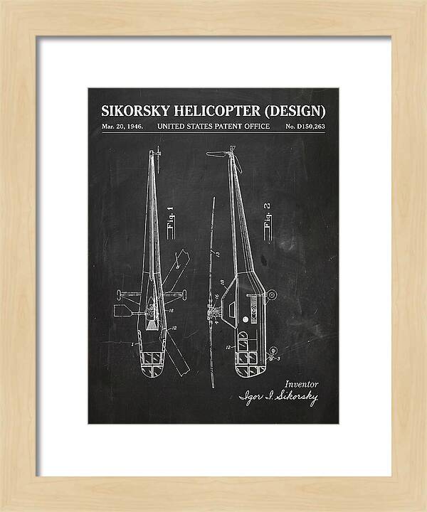 Sikorsky Helicopter Design Chalkboard Patent Usd150263