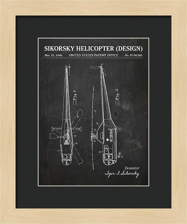 Sikorsky Helicopter Design Chalkboard Patent Usd150263