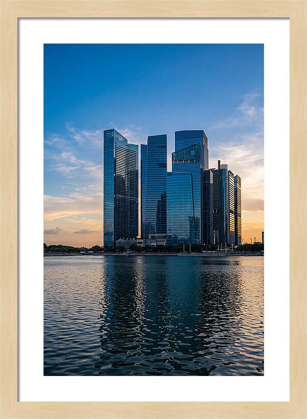 Singapore Skyline Reflected In Water