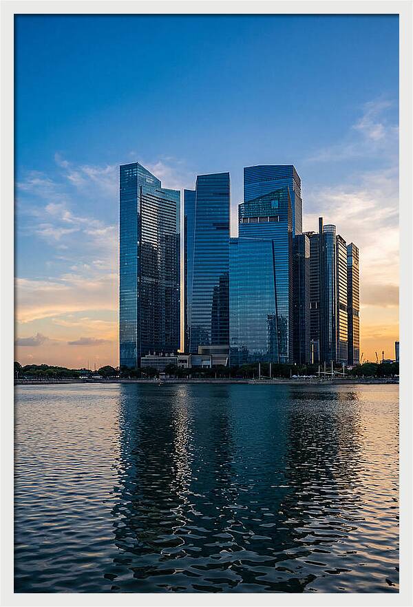 Singapore Skyline Reflected In Water