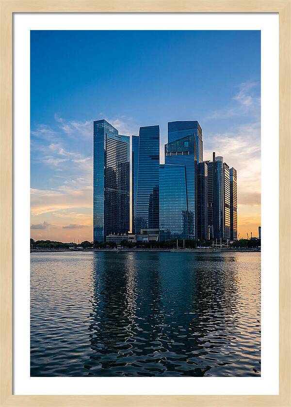 Singapore Skyline Reflected In Water
