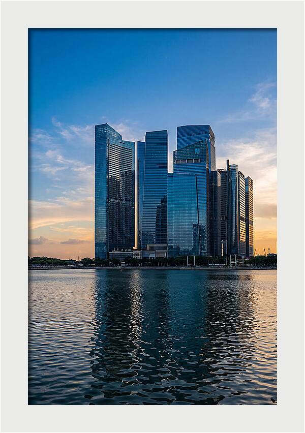 Singapore Skyline Reflected In Water
