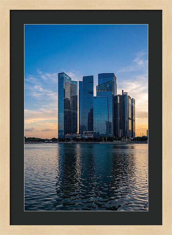 Singapore Skyline Reflected In Water