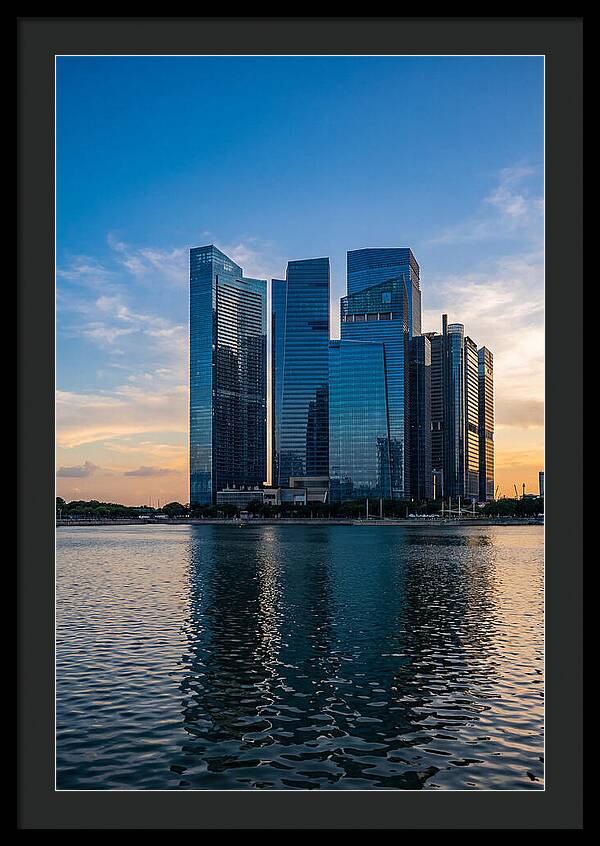 Singapore Skyline Reflected In Water