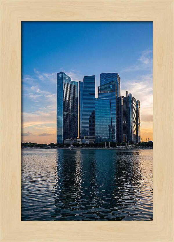 Singapore Skyline Reflected In Water