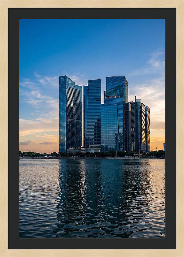 Singapore Skyline Reflected In Water
