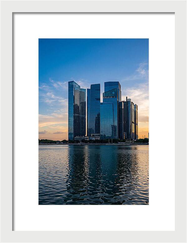 Singapore Skyline Reflected In Water
