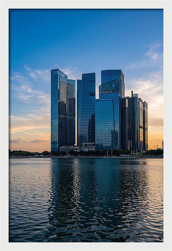 Singapore Skyline Reflected In Water