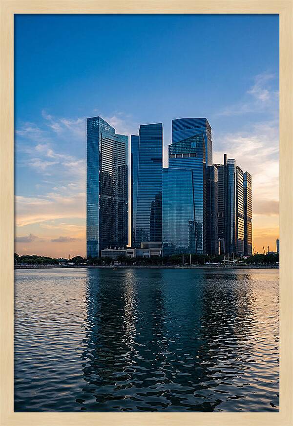 Singapore Skyline Reflected In Water