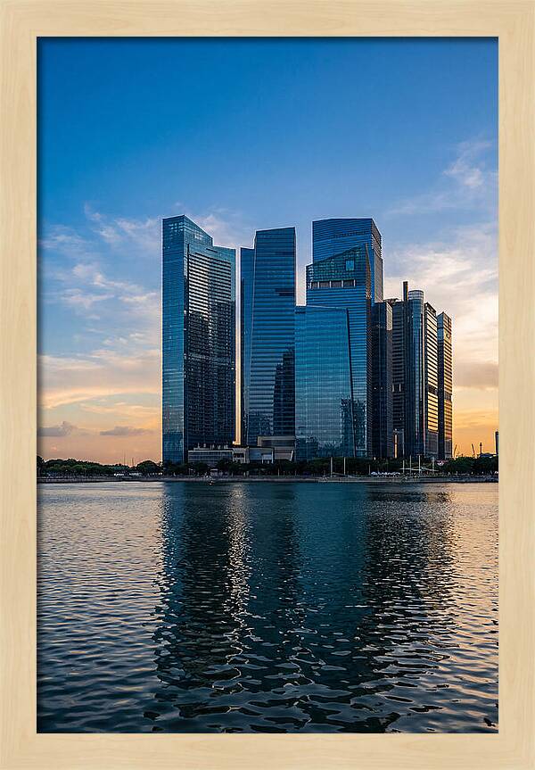 Singapore Skyline Reflected In Water