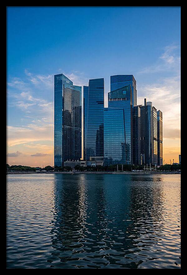 Singapore Skyline Reflected In Water