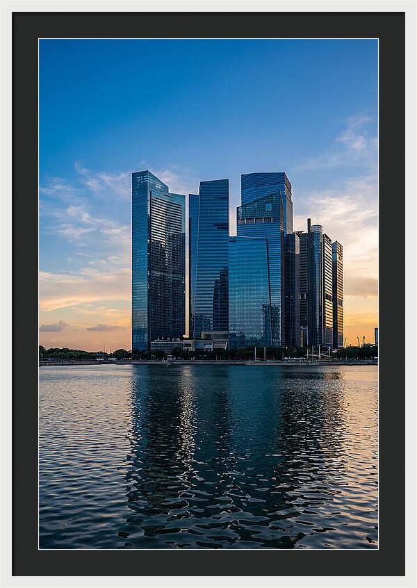 Singapore Skyline Reflected In Water
