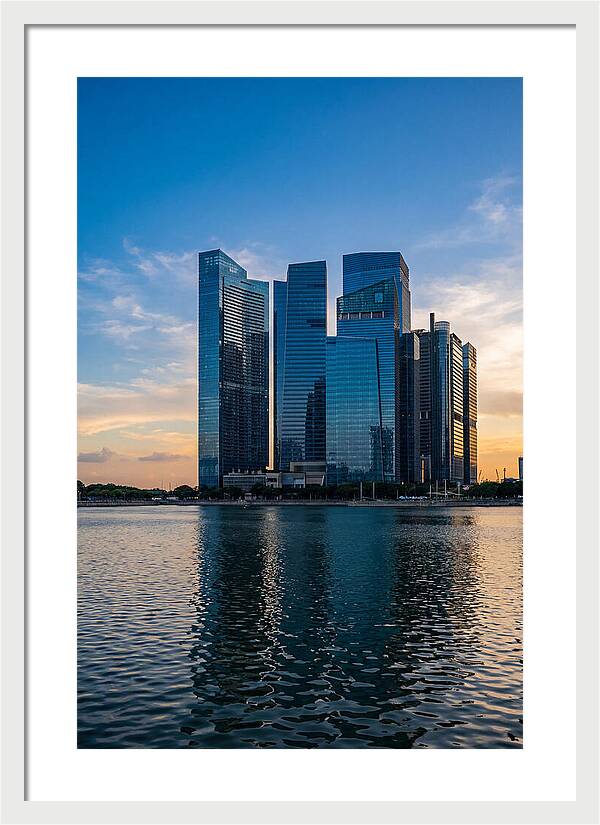 Singapore Skyline Reflected In Water