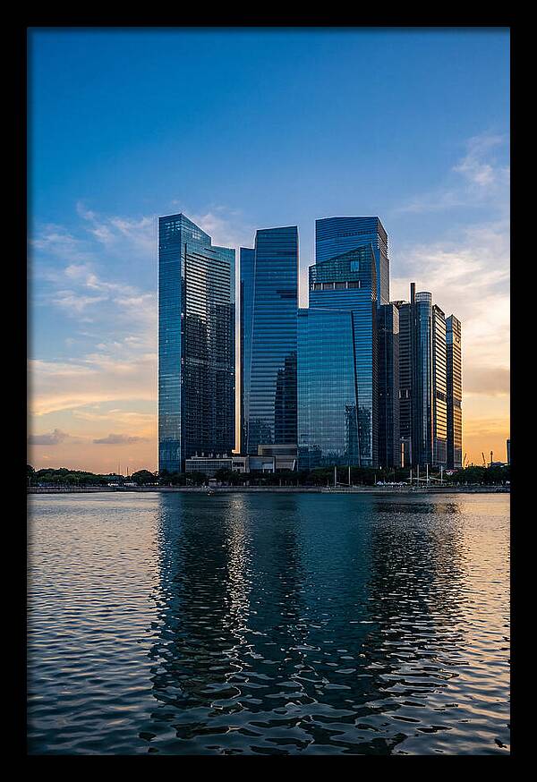 Singapore Skyline Reflected In Water