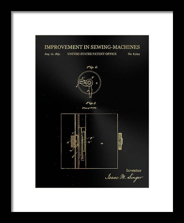 Singer Sewing Machine Singer Gold Patent Us8294a