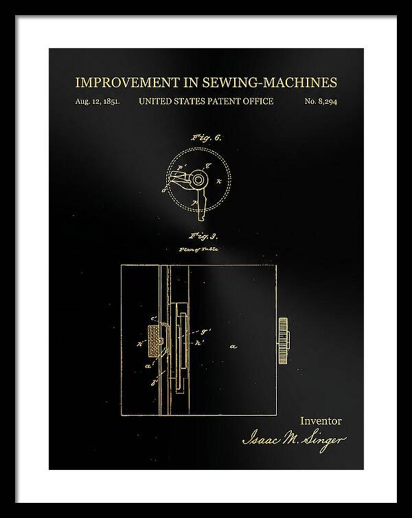 Singer Sewing Machine Singer Gold Patent Us8294a