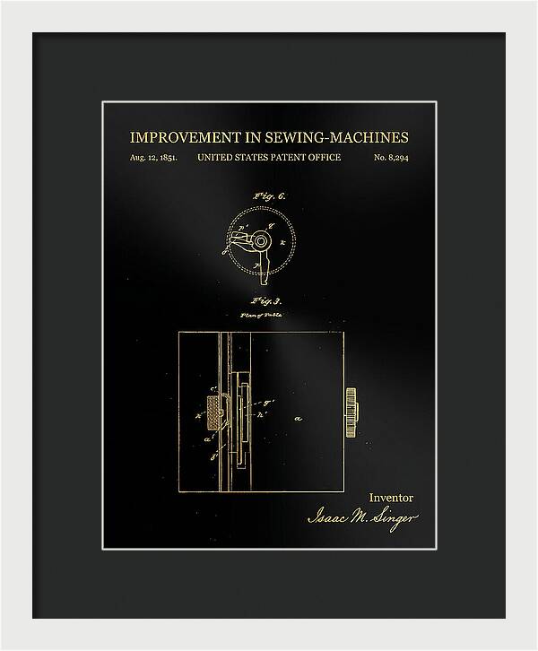 Singer Sewing Machine Singer Gold Patent Us8294a
