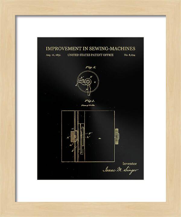 Singer Sewing Machine Singer Gold Patent Us8294a