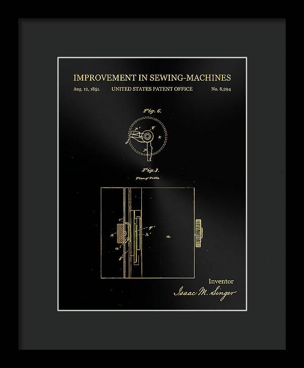 Singer Sewing Machine Singer Gold Patent Us8294a