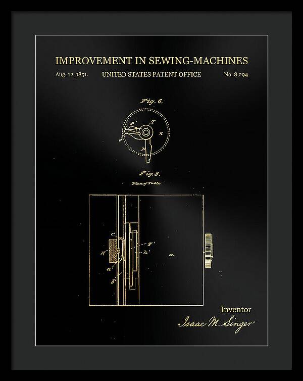 Singer Sewing Machine Singer Gold Patent Us8294a
