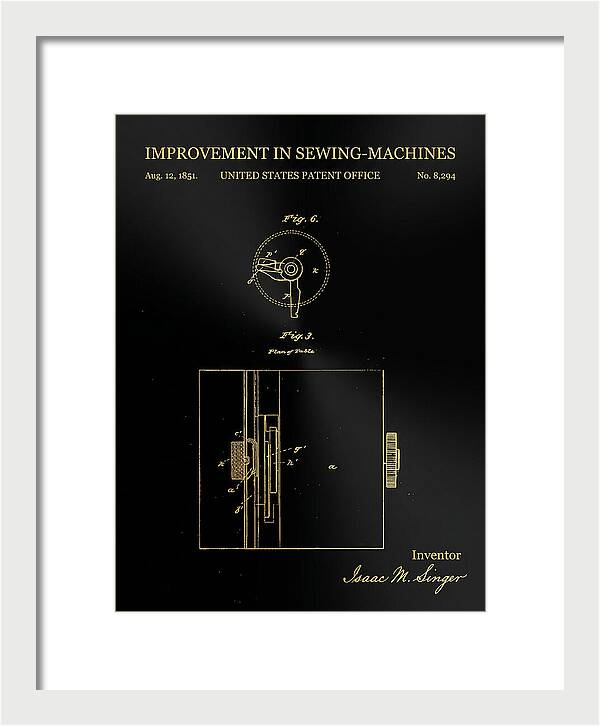 Singer Sewing Machine Singer Gold Patent Us8294a