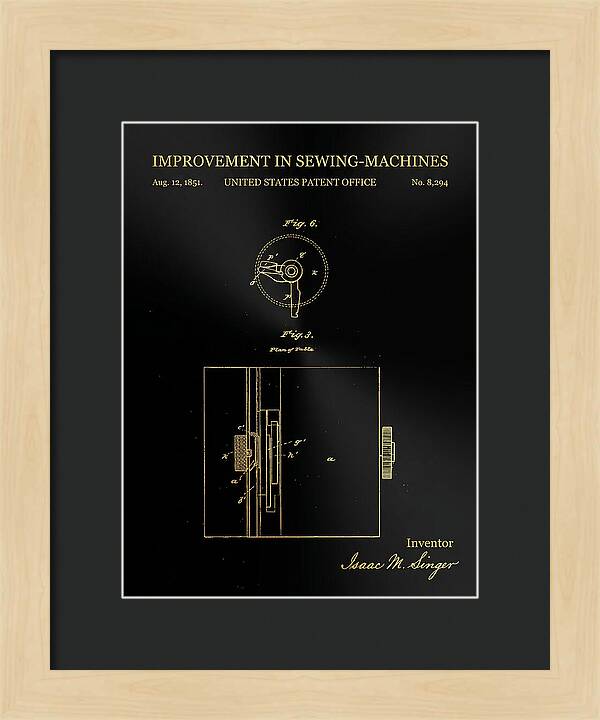 Singer Sewing Machine Singer Gold Patent Us8294a