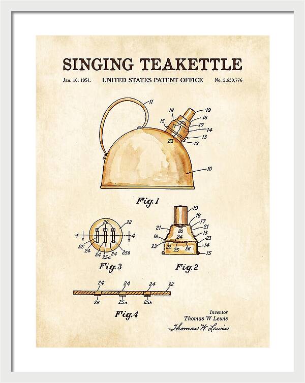 Singing Teakettle Watercolor Patent Us2630776a