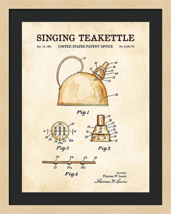 Singing Teakettle Watercolor Patent Us2630776a