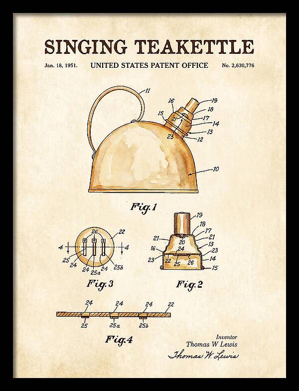 Singing Teakettle Watercolor Patent Us2630776a