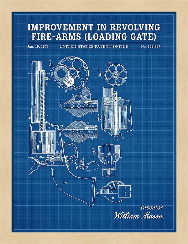 Single Action Revolver Loading Gate Colt Blueprint Patent Us158957