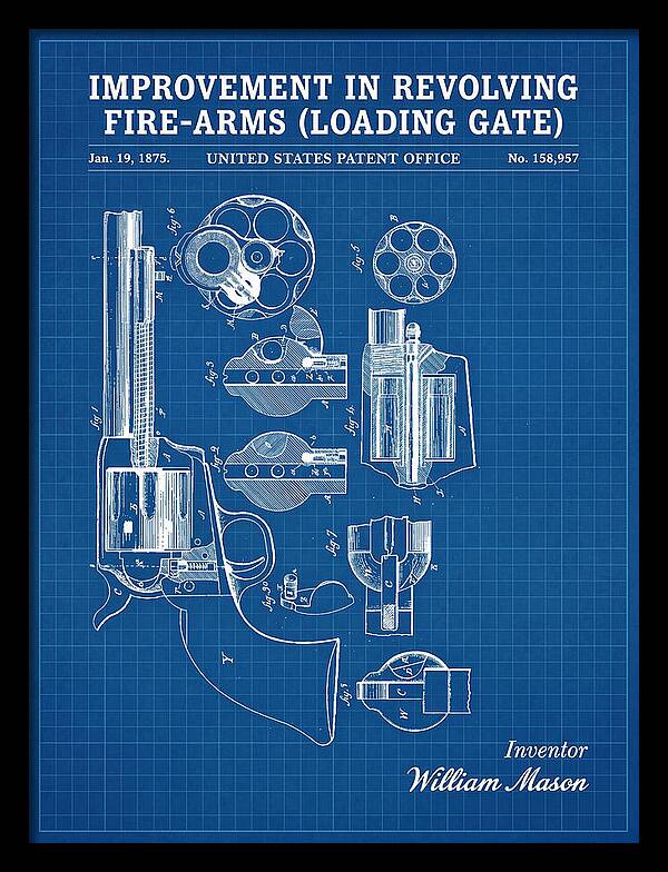 Single Action Revolver Loading Gate Colt Blueprint Patent Us158957