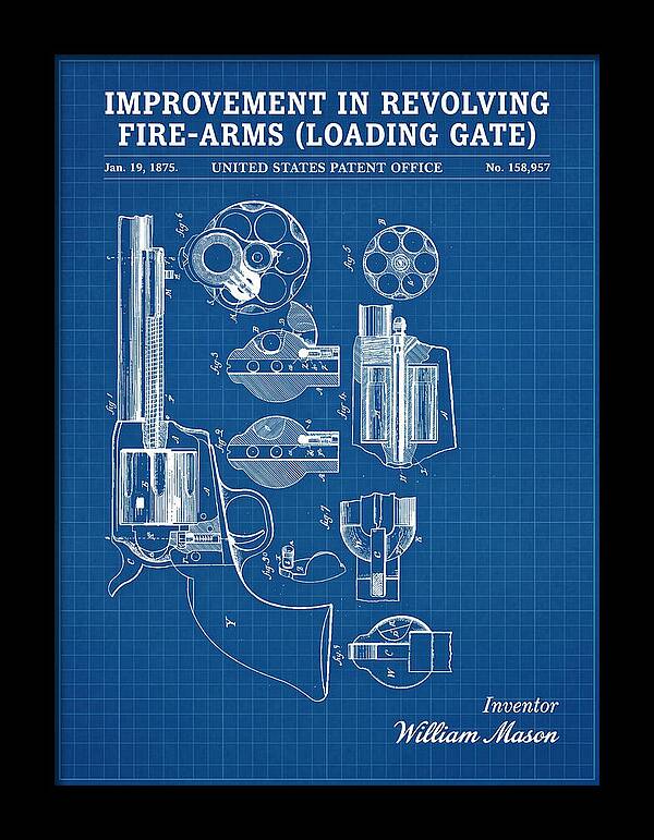Single Action Revolver Loading Gate Colt Blueprint Patent Us158957