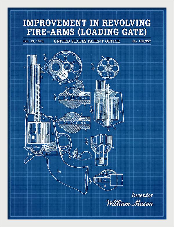 Single Action Revolver Loading Gate Colt Blueprint Patent Us158957