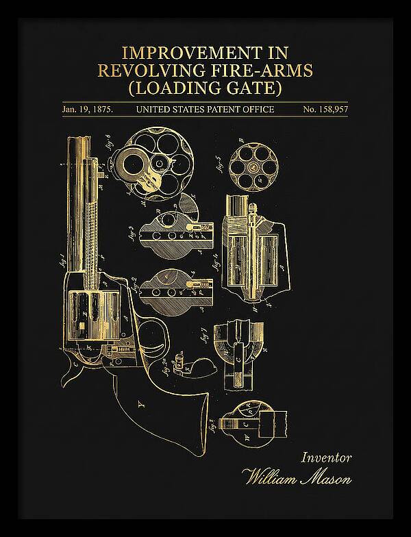 Single Action Revolver Loading Gate Colt Gold Patent Us158957