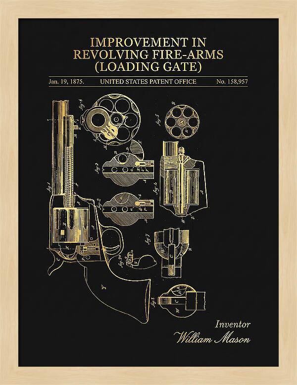 Single Action Revolver Loading Gate Colt Gold Patent Us158957