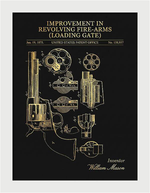 Single Action Revolver Loading Gate Colt Gold Patent Us158957
