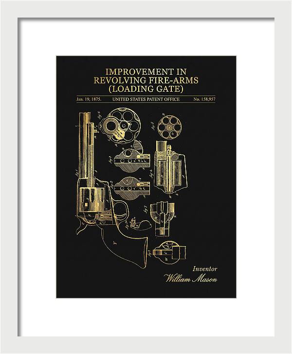 Single Action Revolver Loading Gate Colt Gold Patent Us158957