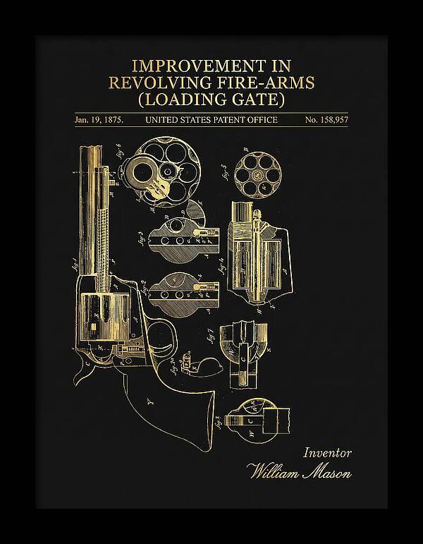 Single Action Revolver Loading Gate Colt Gold Patent Us158957